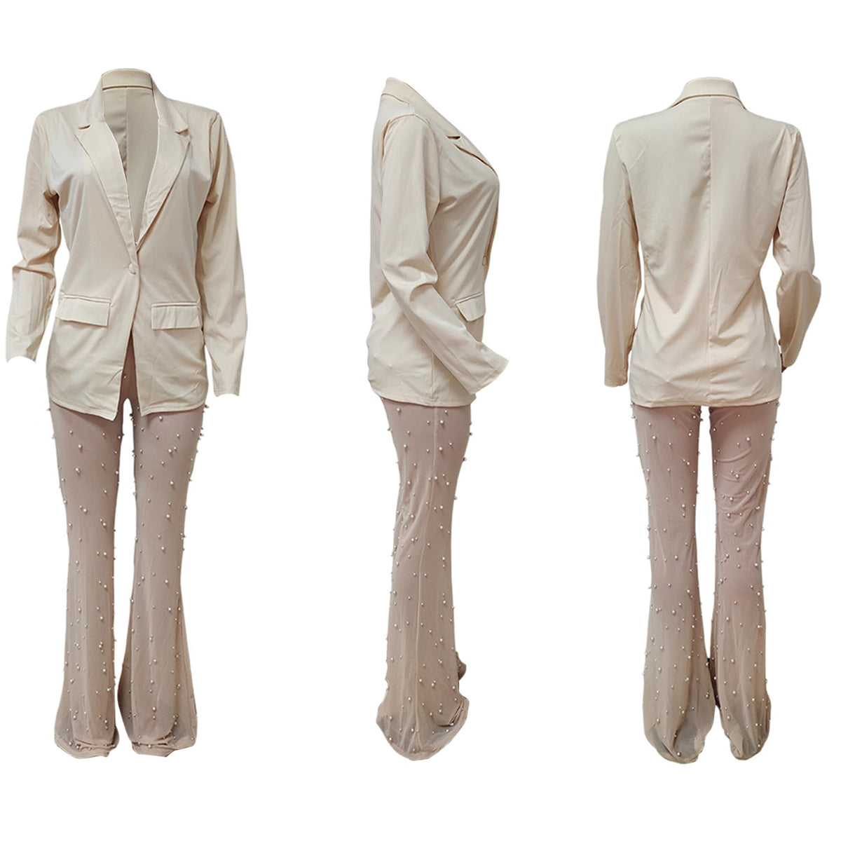 Sisu Couture's Lkous 2 Piece Blazer Pants Set Lapel Mesh High - image 16