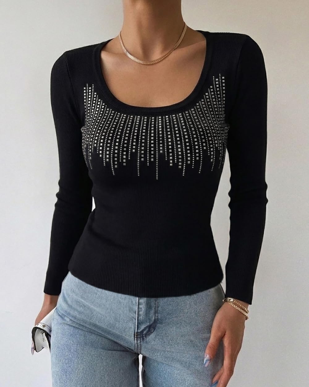 Sisu Couture's Chicme Couture Rhinestone Square Neck Long Sleeve Top - image 14