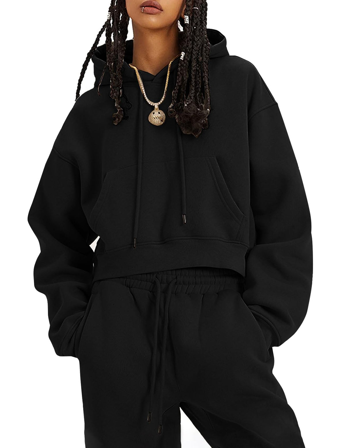 Sisu Couture's Flygo Fleece 2 Piece Outfits Fall Crop Pullover Jogger - image 22