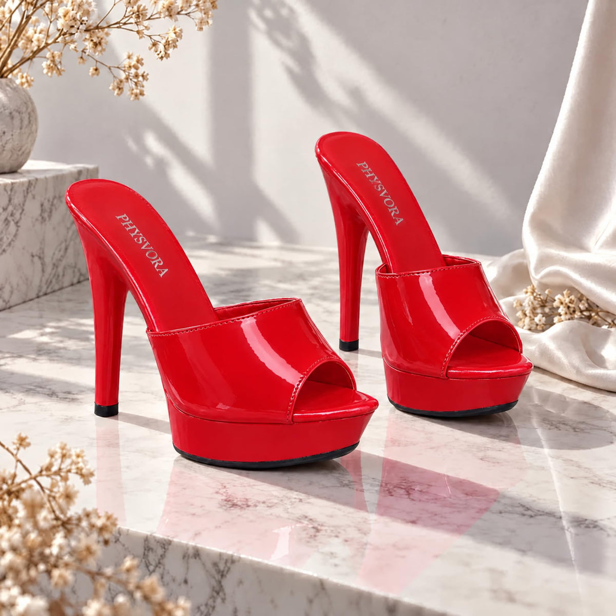 Sisu Couture's Platform Stiletto Heel Slip On Glossy Sandals - image 15