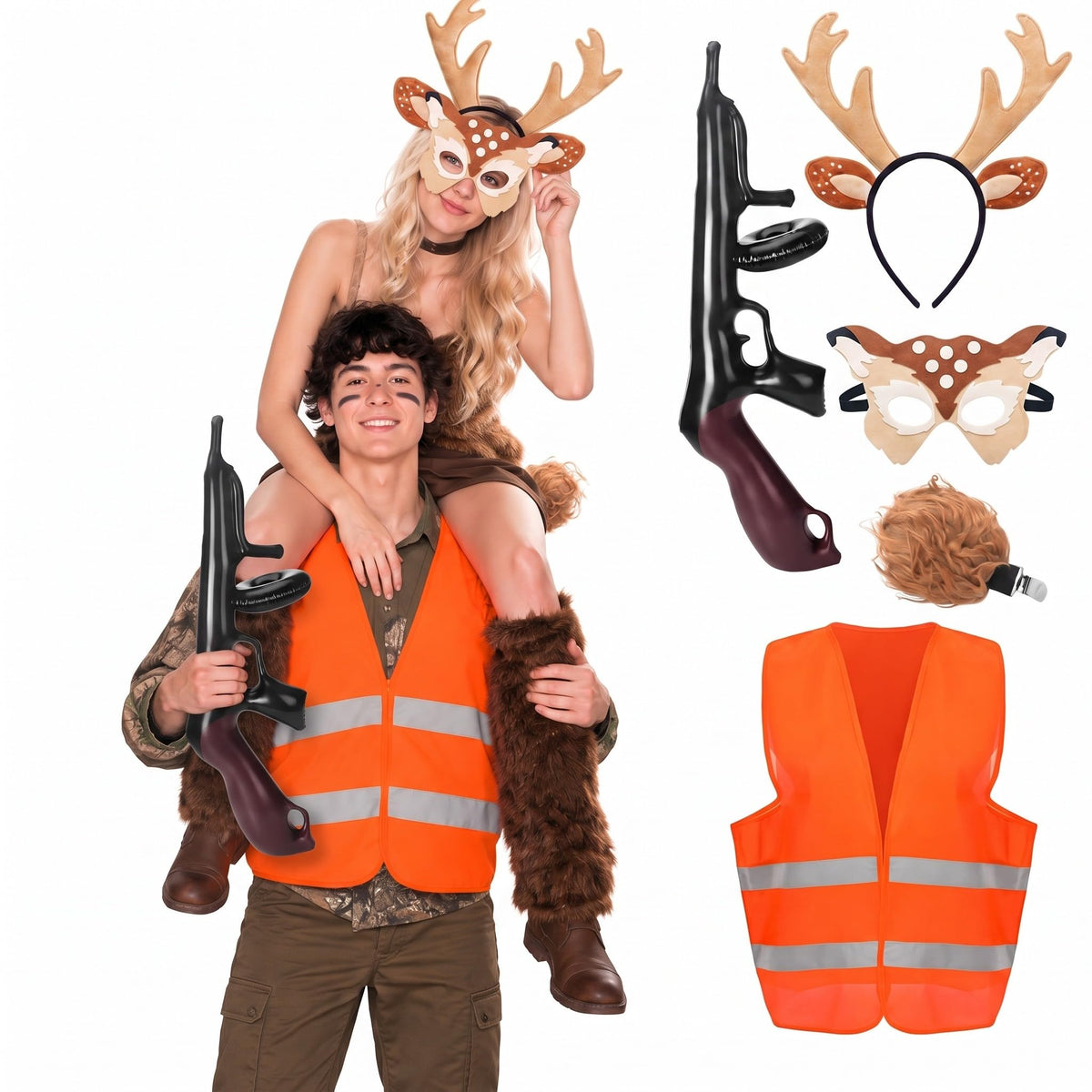 Sisu Couture's 5 Pcs Halloween Couple Hunter And Deer Costume Accessories - image 1