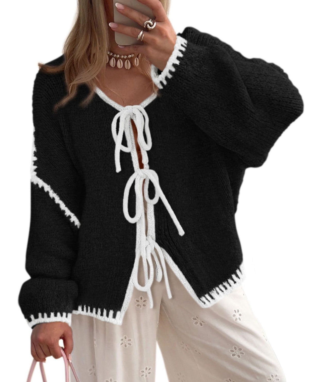 Sisu Couture's Prettygarden Tie Front Bow Cardigan Sweaters - image 1