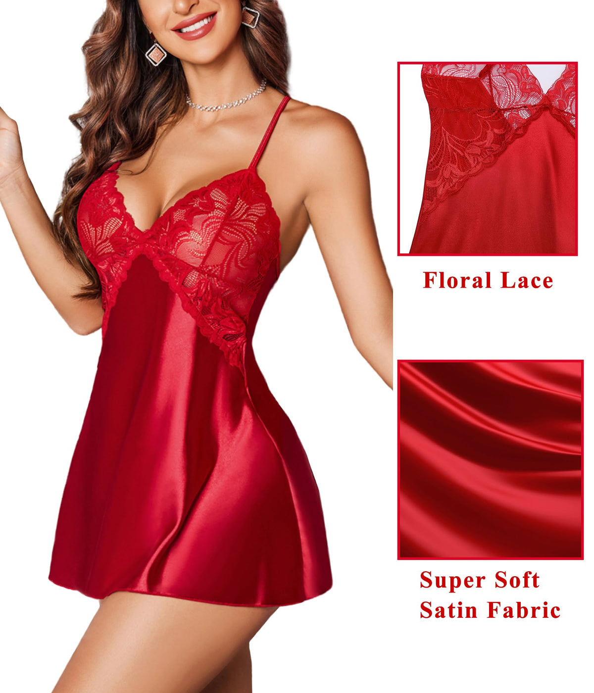 Sisu Couture's Avidlove Satin Lingerie Sexy Nightgown Lace Chemise Mini Babydoll - image 19