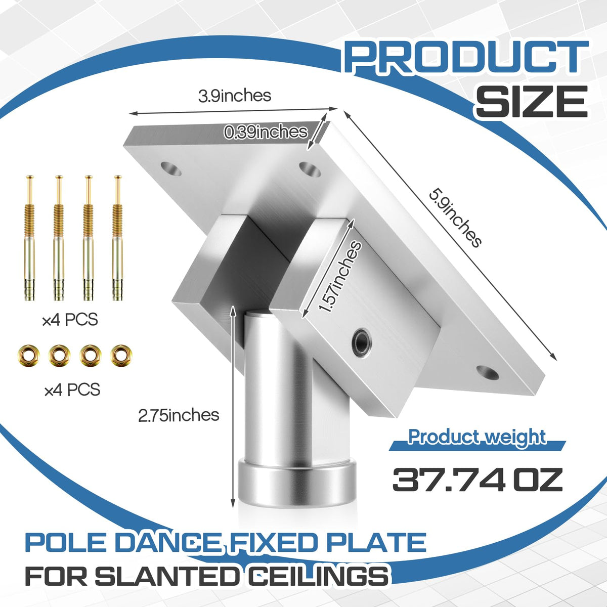 Sisu Couture's Pole Dance Fixed Plate For Slanted Ceilings - image 9