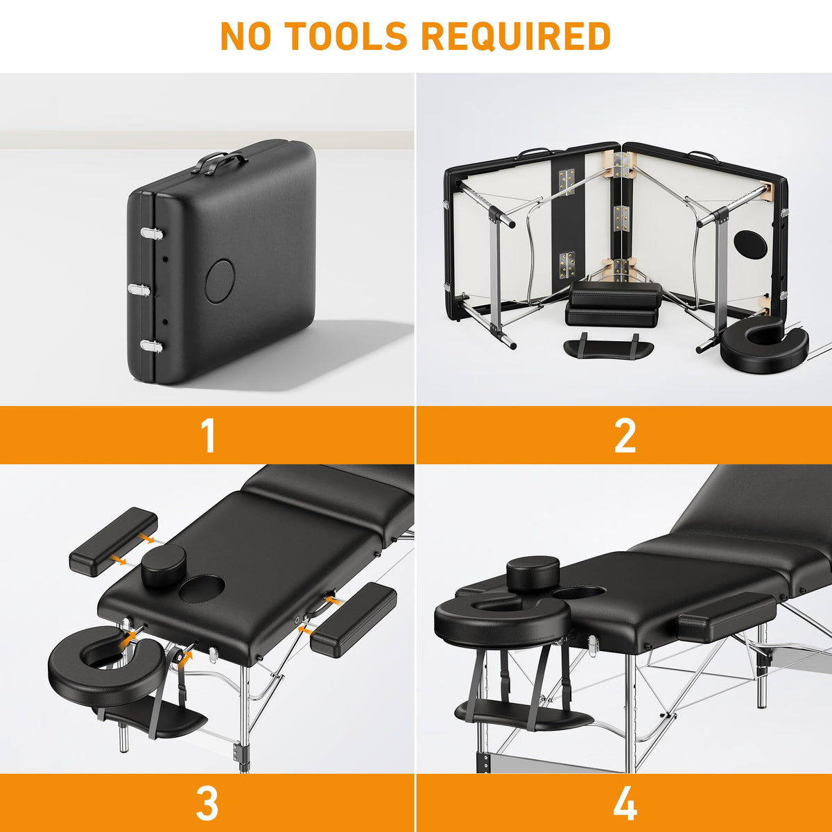 Sisu Couture's Brelley 3 Sections Aluminum Adjustable Massage Table Portable 22.8" - image 14