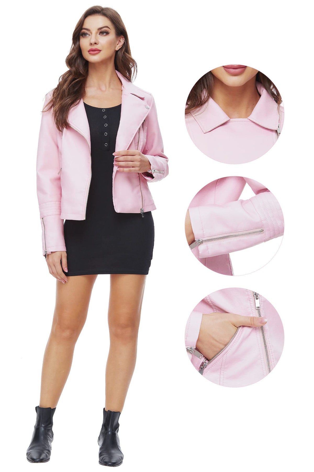 Sisu Couture's Fahsyee Lapel Faux Leather Moto Jacket - image 17