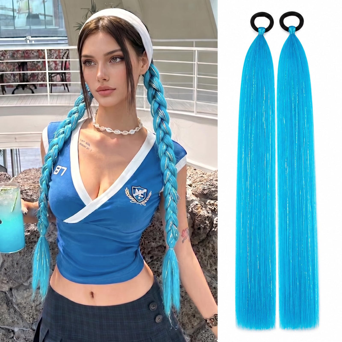 Sisu Couture's 2pcs 26" Colored Hair Extensions With Tinsel For Crazy - image 19