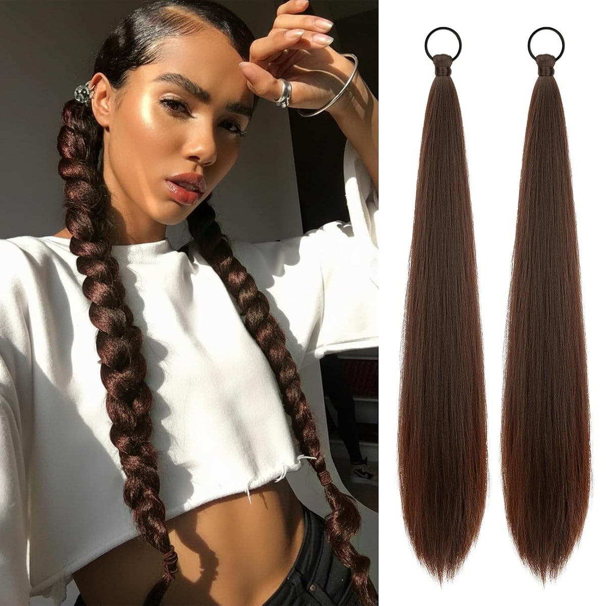 Sisu Couture's 26'' Double Ponytail Extension Set 2 Pcs Diy Braided - image 19