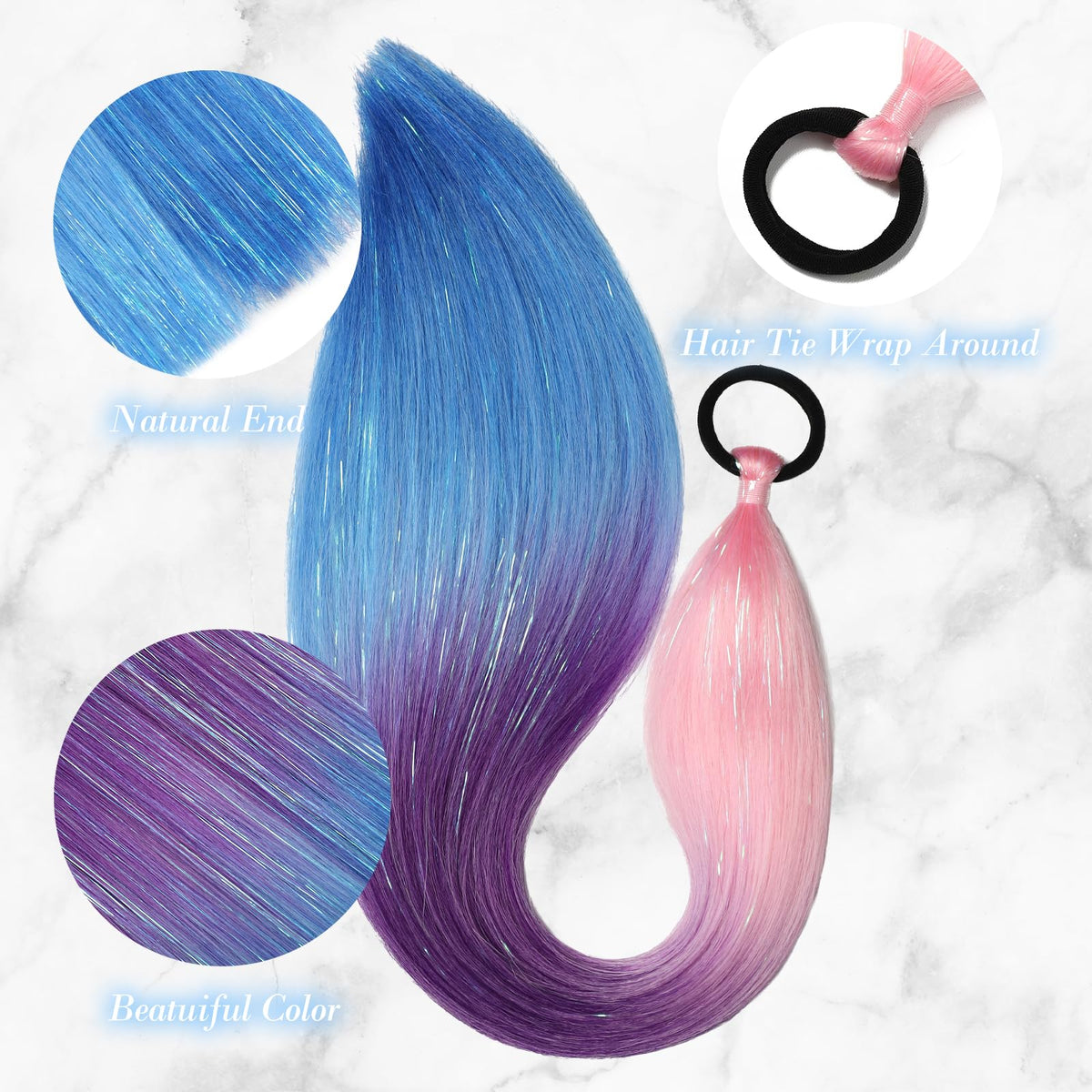 Sisu Couture's 2pcs 26" Colored Hair Extensions With Tinsel For Crazy - image 17