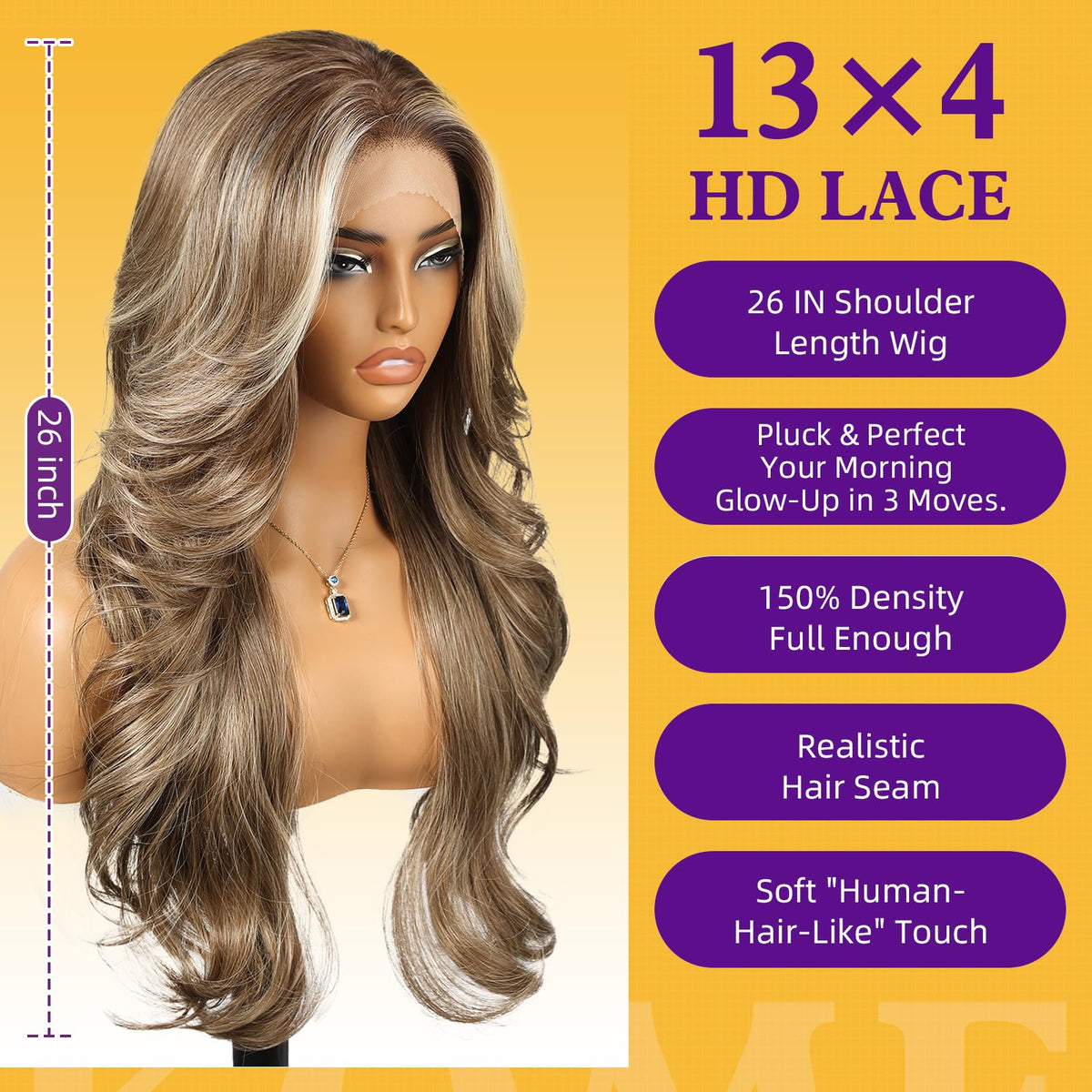 Sisu Couture's Kome Ash Brown Highlight 13×4 Layered Wave Synthetic Lace - image 16