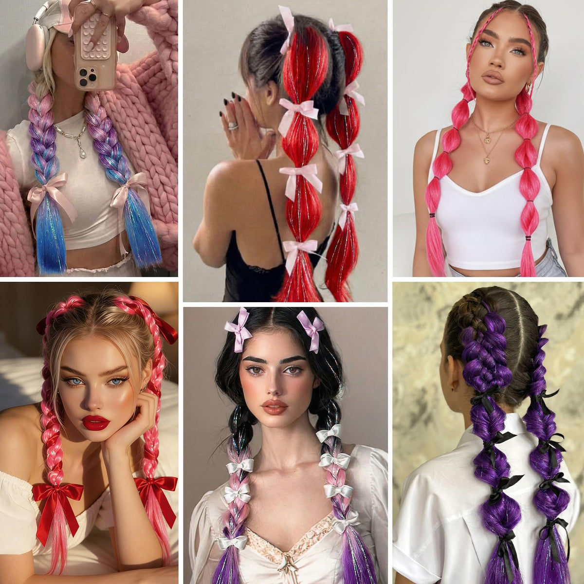 Sisu Couture's 2pcs 26" Colored Hair Extensions With Tinsel For Crazy - image 18
