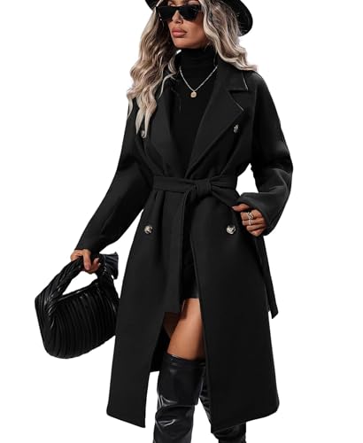 Sisu Couture's Elegant Double-Breasted Wool Blend Trench Coat - image 1