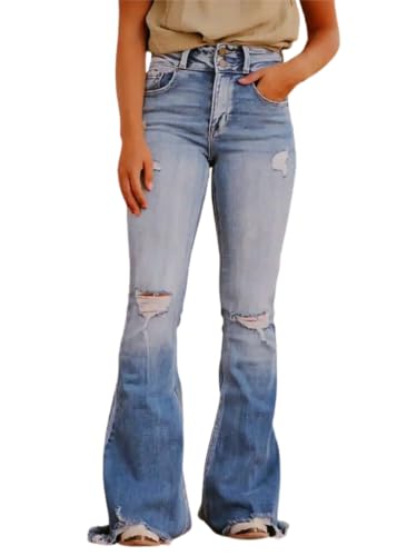 Sisu Couture's Trendy High-Waisted Bell Bottom Jeans with Ripped Detail - image 2