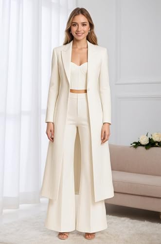 Sisu Couture's Elegant V-Neck 3-Piece Business Suit with Long Blazer - image 13