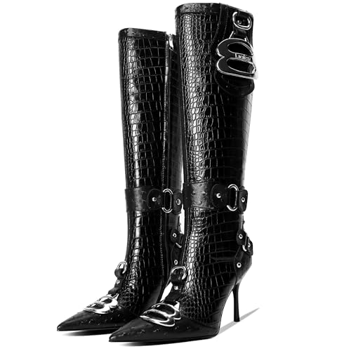 Sisu Couture's Chic Knee-High Stiletto Croc Boots - image 5
