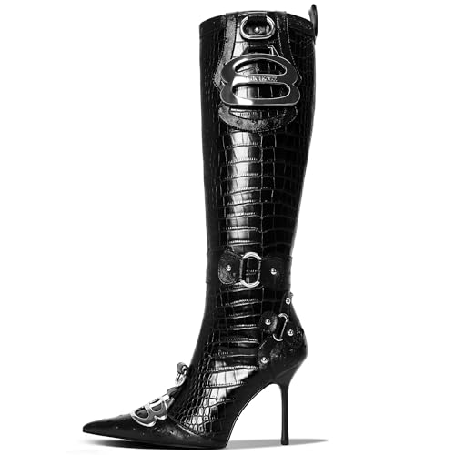 Sisu Couture's Chic Knee-High Stiletto Croc Boots - image 2