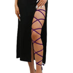 Sisu Couture's Black Elastic Leg Wraps Rave Sexy Thigh Garter Leg - image 12