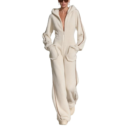 Sisu Couture's Fleece Hooded Jumpsuit Warm Sherpa Romper Going Out Set - image 1