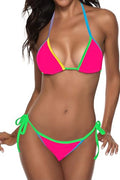 Sisu Couture's Two Piece Swimsuit Block Swimwear Halter String Triangle Bikini Sets - image 1