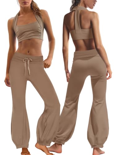 Sisu Couture's Chic Halter Sports Bra and Flare Leggings Set - image 1