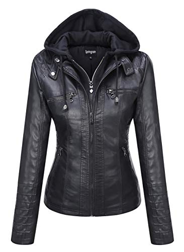 Sisu Couture's Chic Faux Leather Moto Jacket with Detachable Hood - image 1