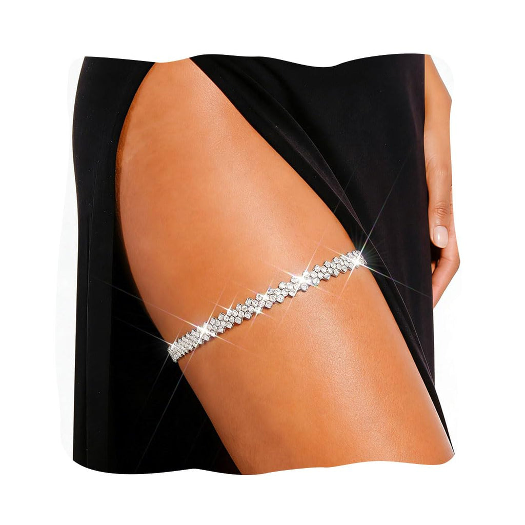 Sisu Couture's Rhinestone Thigh Garter Silver Thigh Chain Jewelry - image 1