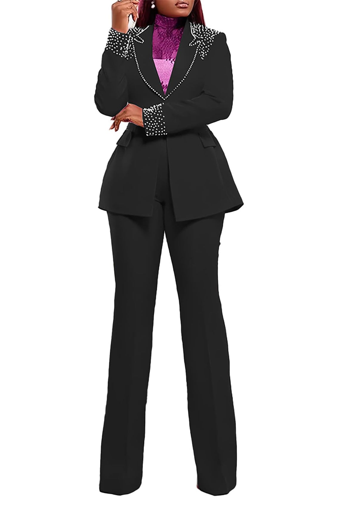Sisu Couture's Elegant Pearl-Embellished Blazer Set - image 16