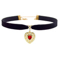 Sisu Couture's Momocat 14k Gold Plated Black Velvet Choker Imitation Ruby - image 1