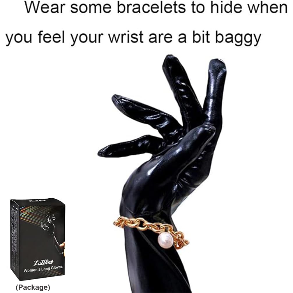 Sisu Couture's Luwint Sexy Wet Look Black Long Gloves For Costume - image 12