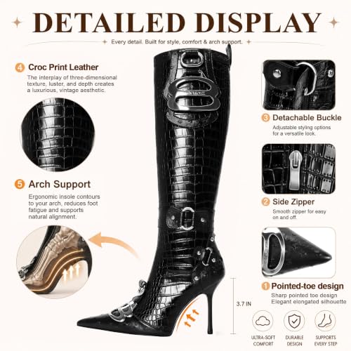 Sisu Couture's Chic Knee-High Stiletto Croc Boots - image 7