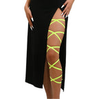Sisu Couture's Black Elastic Leg Wraps Rave Sexy Thigh Garter Leg - image 13