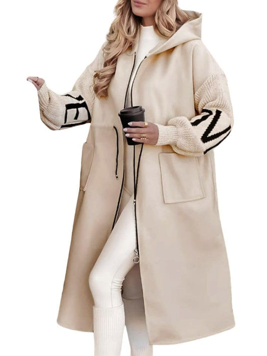 Sisu Couture's Chouyatou Casual Knitted Sleeve Wool Trench Coat Zip Up - image 1