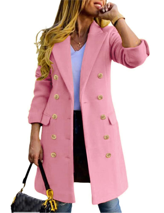Sisu Couture's Idealsanxun Fall Winter Wool Coats Double Breasted Midi Peacoat - image 1