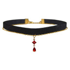 Sisu Couture's Momocat Black Velvet Red Pendant Choker Necklace Gothic Lace - image 19
