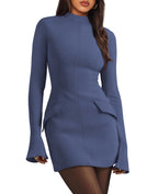 Sisu Couture's Ofeefan Fall Long Sleeve Mock Neck Dress Basic Party - image 20