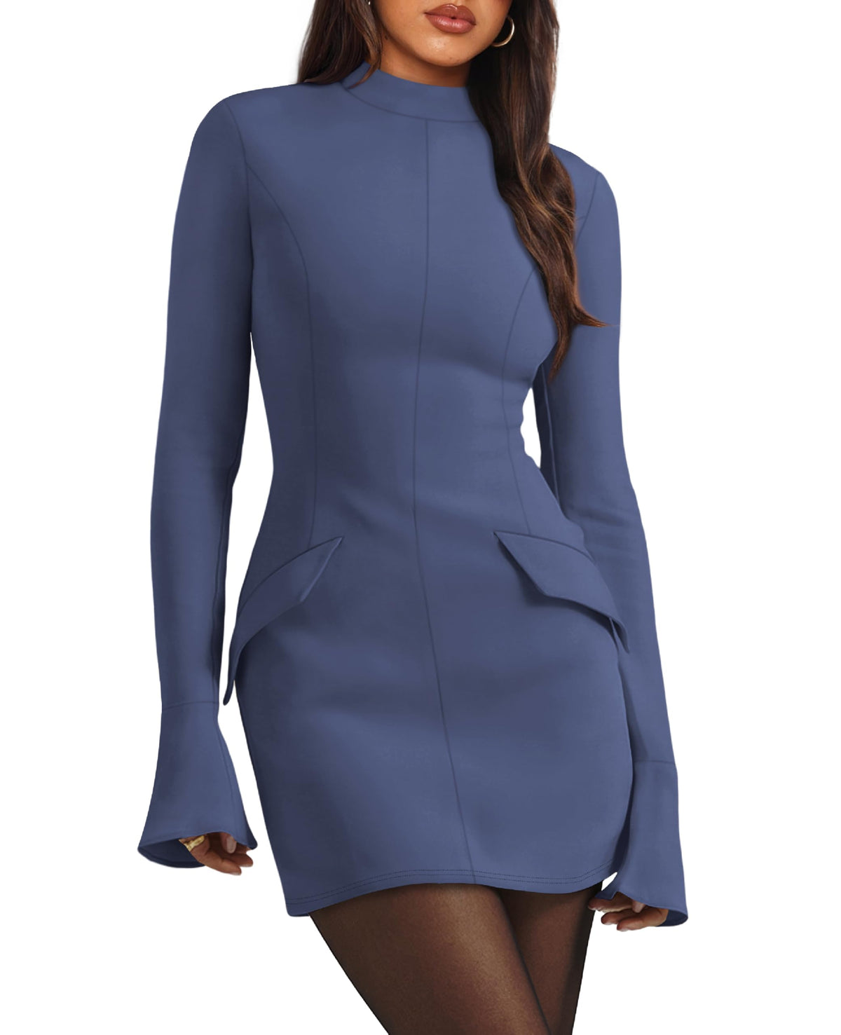 Sisu Couture's Ofeefan Fall Long Sleeve Mock Neck Dress Basic Party - image 20