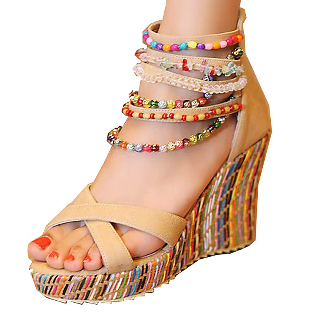 Sisu Couture's Getmorebeauty Wedge Sandals With Pearls Across The Top Platform - image 17