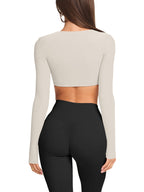 Sisu Couture's Laslulu Sexy Double Lined Long Sleeve Shirts Crewneck Workout - image 5