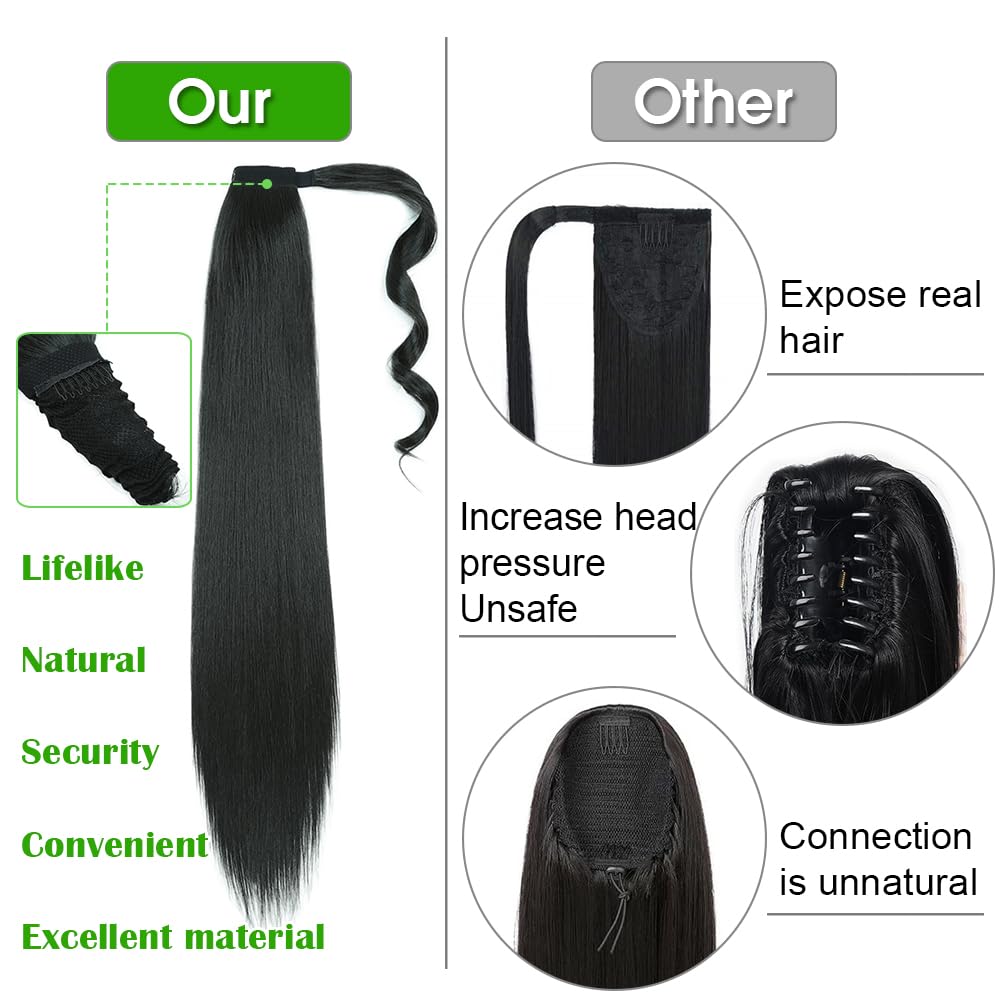 Sisu Couture's Straight Invisible Ponytail Extension Long Drawstring Pony Tail Hair - image 15
