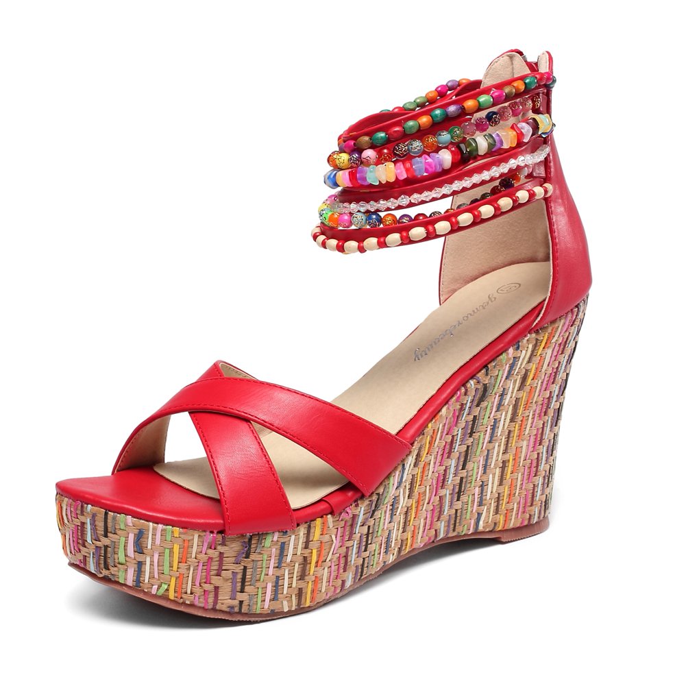 Sisu Couture's Getmorebeauty Wedge Sandals With Pearls Across The Top Platform - image 18