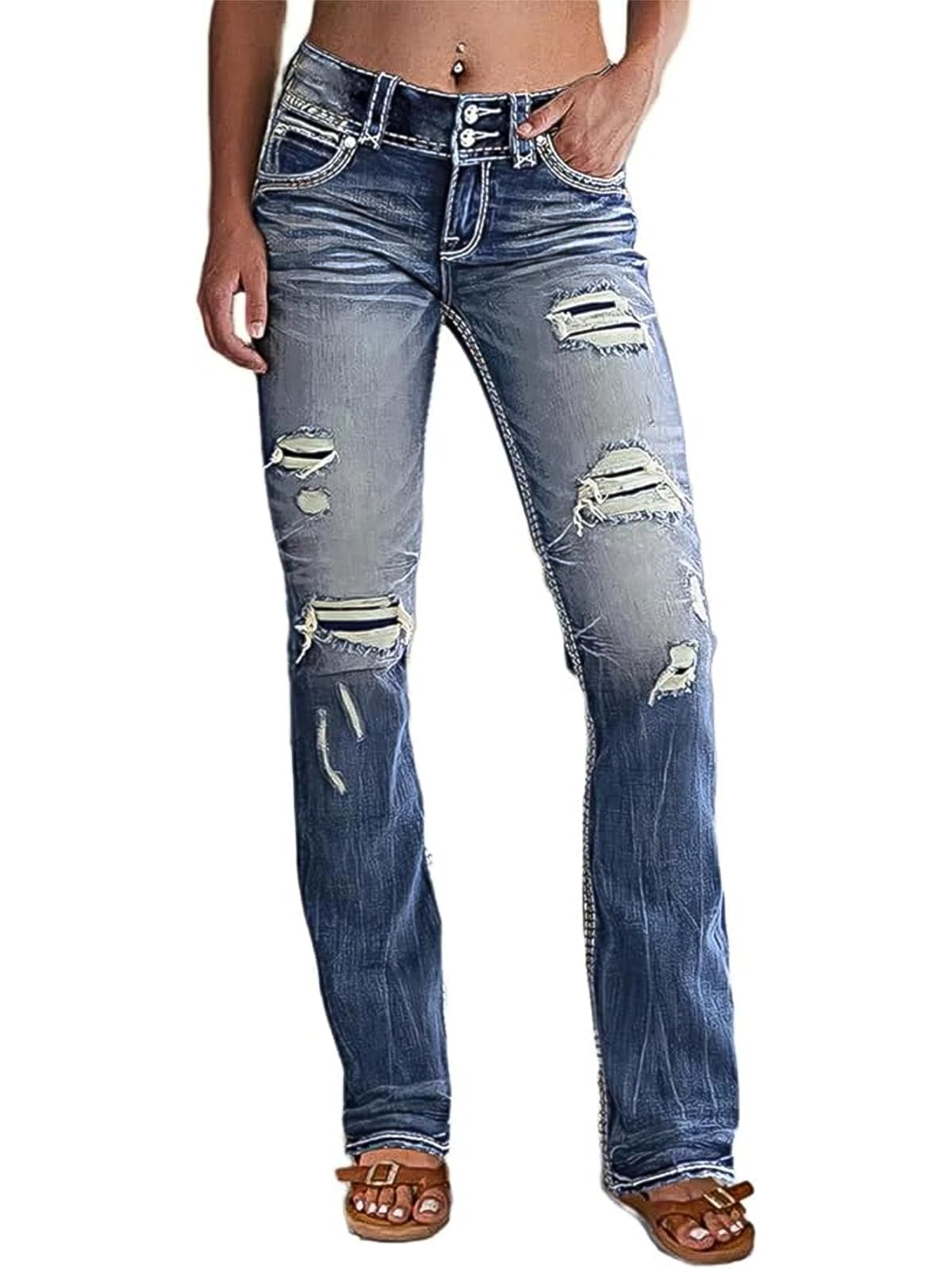 Sisu Couture's Chic Distressed Bootcut Flare Jeans - image 1