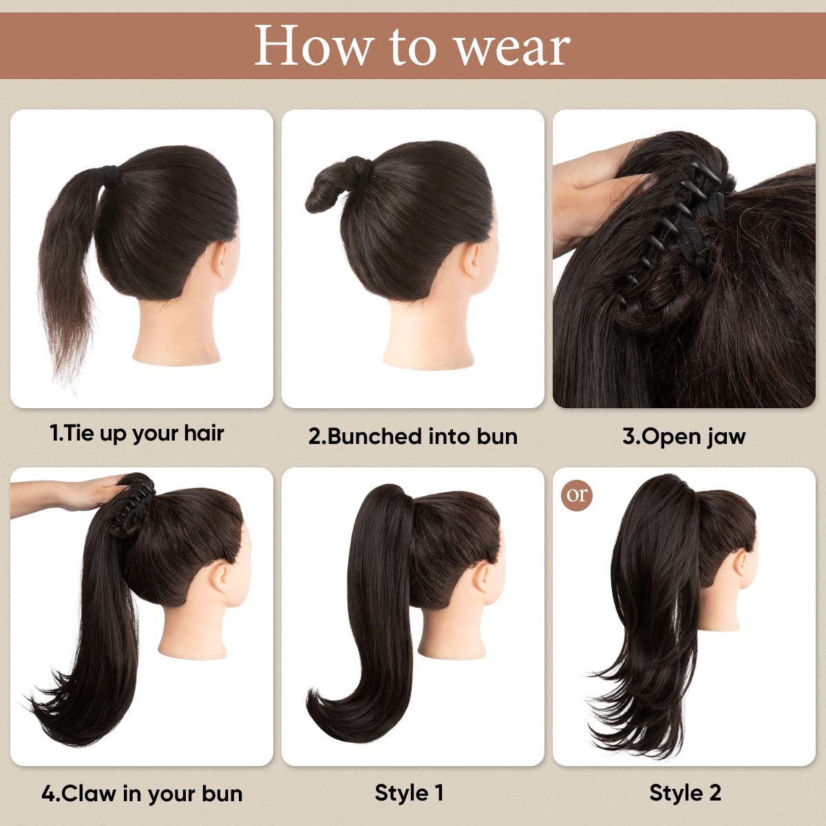 Sisu Couture's Clip in Ponytail Extension Medium Brown 18 Inch Pony - image 18