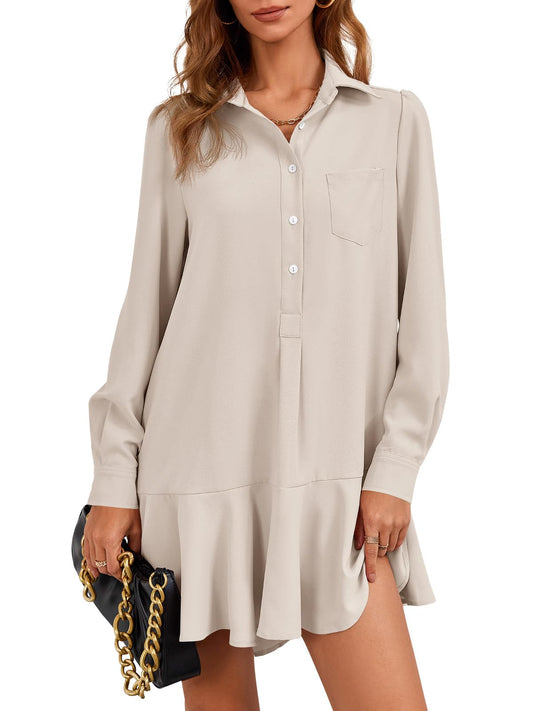 Sisu Couture's Fisoew Long Sleeve Shirt Dress Button Down Collared Flowy - image 1