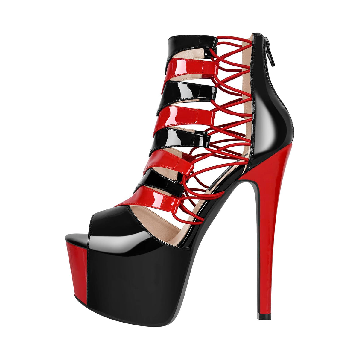 Sisu Couture's Richealnini Sexy Peep Toe Ankle Boots With Zippers Platform - image 1