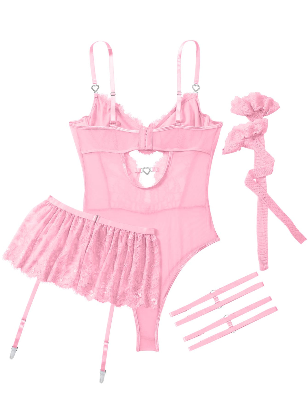 Sisu Couture's Lilosy Sexy Lingerie Set 3 Piece Corset Bodysuit Skirt - image 17