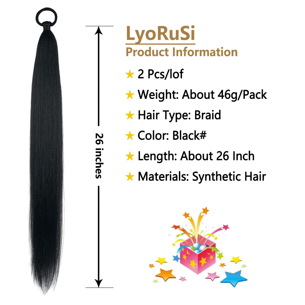 Sisu Couture's Lyorusi Black Ponytail Extension 2 Pack Braid Ponytail Extension - image 14