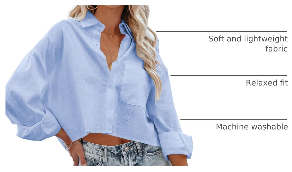 Sisu Couture's Tankaneo Button Down Cropped Shirts Long Sleeve Crop Tops - image 5