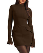 Sisu Couture's Ofeefan Fall Long Sleeve Mock Neck Dress Basic Party - image 24