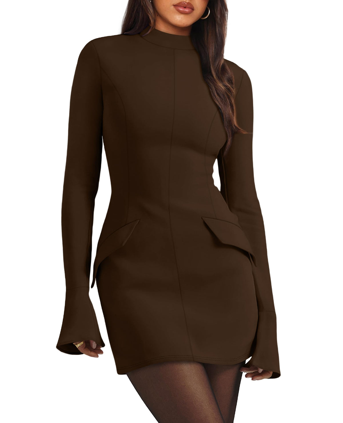 Sisu Couture's Ofeefan Fall Long Sleeve Mock Neck Dress Basic Party - image 13