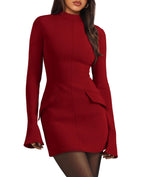 Sisu Couture's Ofeefan Fall Long Sleeve Mock Neck Dress Basic Party - image 17